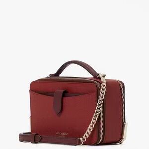 New Kate Spade New York Hudson Double-zip Crossbody currant color